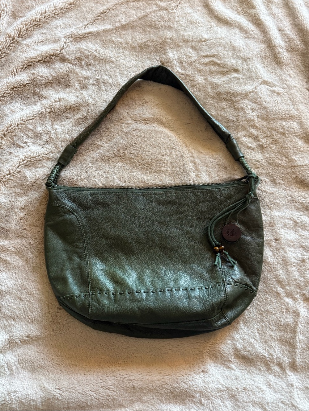 The Sak Olive Green Leather Hobo Bag crescent y2k - Picture 5 of 9